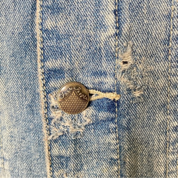 Free People Cropped Knit & Denim Hooded Jacket Size Small - Picture 4 of 6